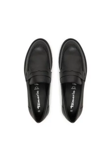 Дамски мокасини -  черен - естествена кожа