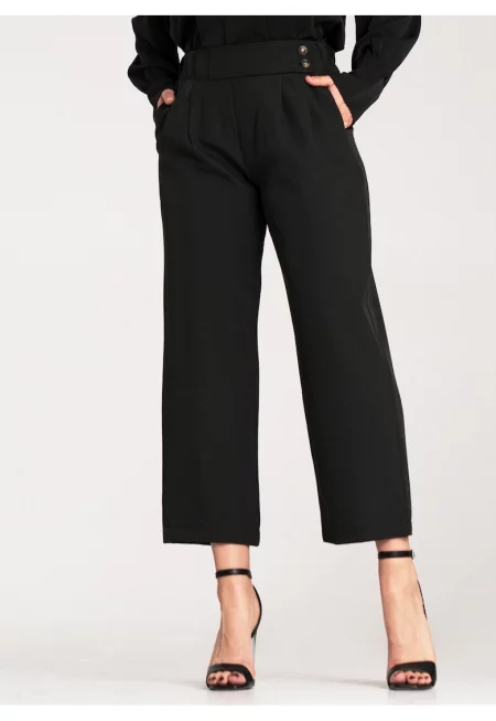 Дамски панталон  черен - елегантен - удобен - изработен от полиестер и еластан - SM