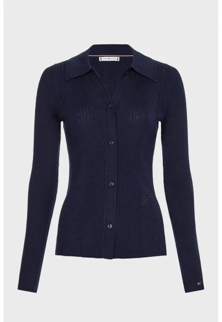 Дамски пуловер -  Памук - Син -