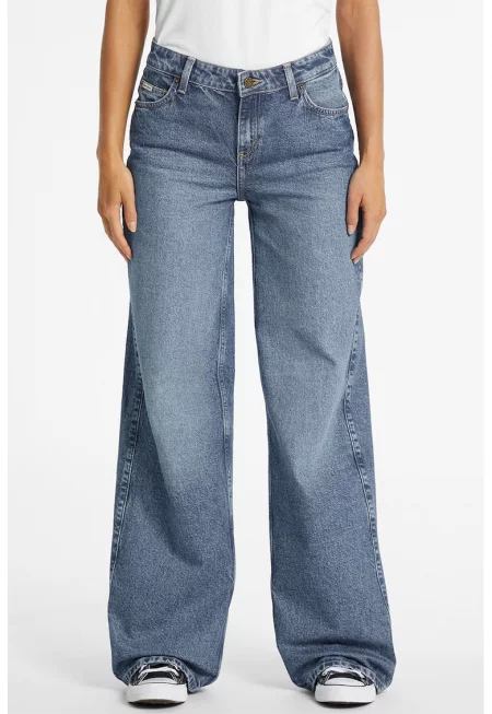 Дънки с широк крачол - Прашно синьо