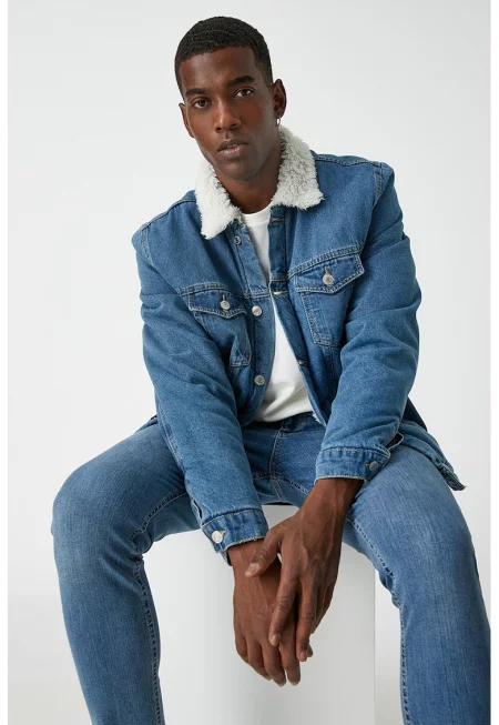 Дънково яке тип риза с джобове с капаче