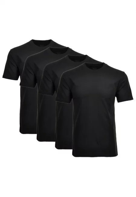 Домашна тениска с овално деколте - 4 броя - Черен