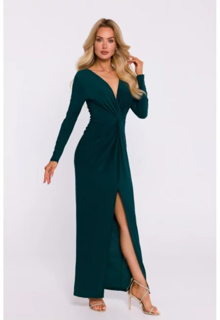 Еластична трикотажна рокля с плетка