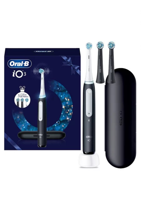 Електрическа четка за зъби  iO 3 - 1 резервна глава - 1 калъф за пътуване - Бял/Наситено черно
