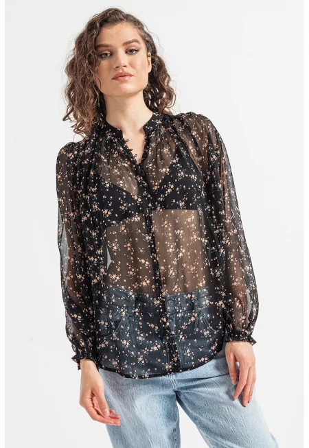 Флорална риза с прозрачен ефект