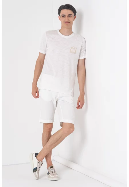 Къс панталон с лен - Бял