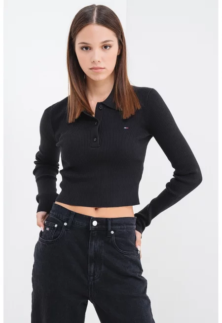 Къс пуловер с органичен памук