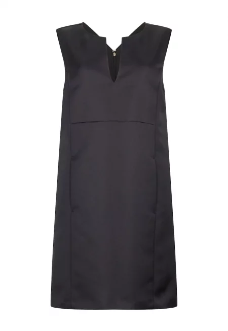 Къса рокля тип туника с джобове - Черен