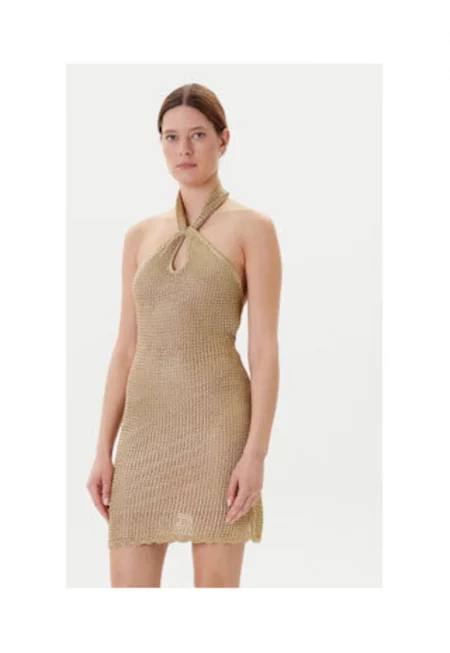 Knitted Dress With Twisted Detail - Златист