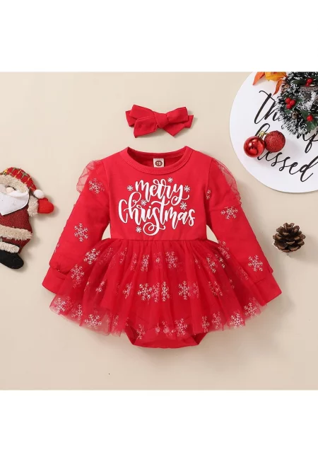 Коледно боди рокля за момиче