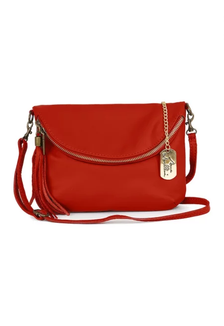 Кожена чанта през рамо Alice с пискюл