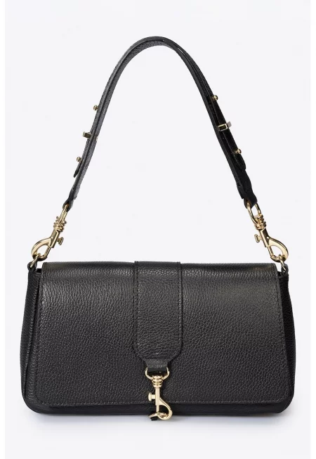 Кожена чанта през рамо - Черен