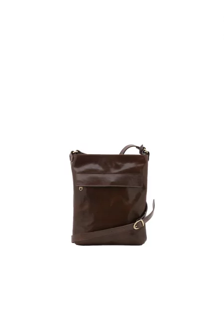 Кожена чанта през рамо - Тъмнокафяв