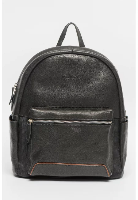 Кожена раница с множество джобове - Коняк кафяв/Черен