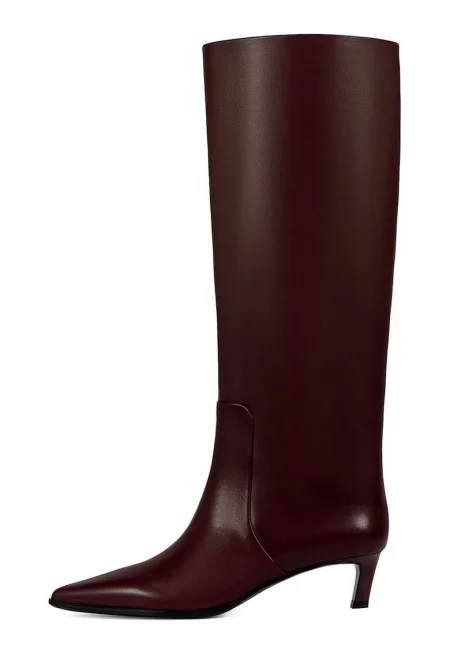 Кожени ботуши до коляното - Бордо