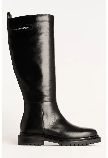 Кожени ботуши до коляното - Черен