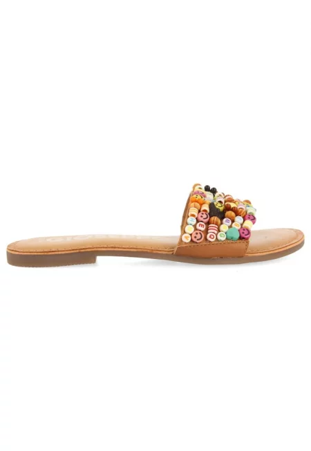 Кожени чехли с мъниста - Карамел