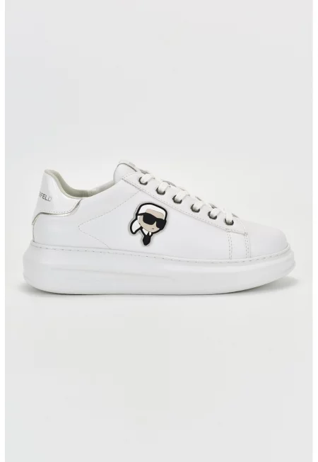 Кожени спортни обувки с лого - Бял