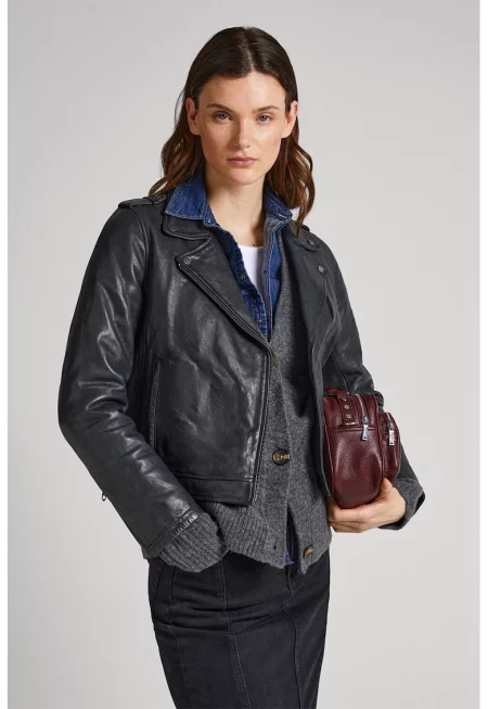 Кожено яке Moon с раздвоен ревер