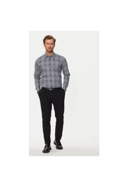 Мъжка риза -  304018664 - Лиосел/Памук - Сив - Сив