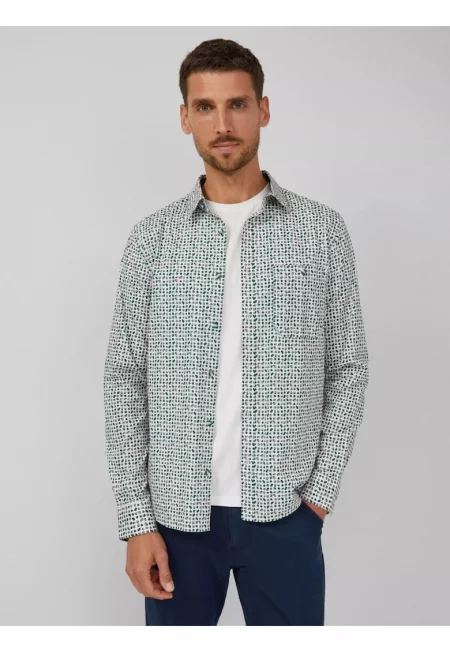 Мъжка риза -  Slim fit - щампа на точки - сива - Сив
