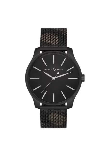 Мъжки часовник  MEX3103 - корпус от стомана 44мм - стоманена каишка - водоустойчив на 3 ATM - черен