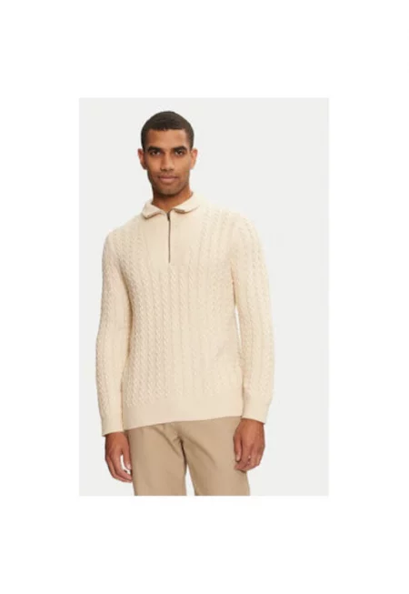 Мъжки пуловер -  304281068 - Вискоза/Памук/Найлон - Бежов