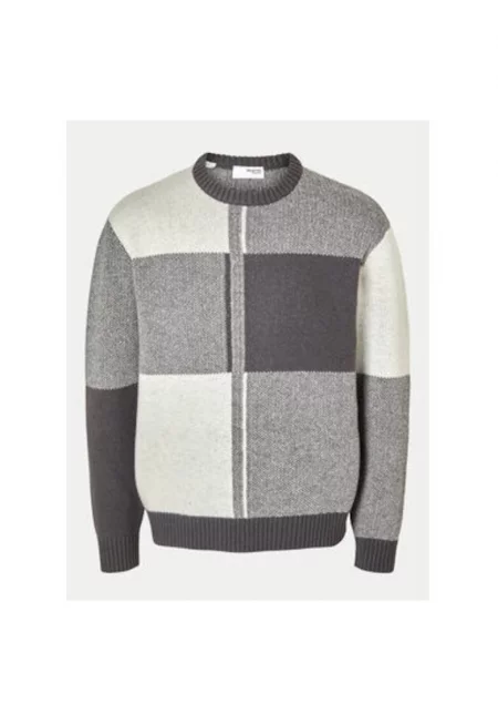 Мъжки пуловер -  304944710 - Вълна/Найлон - Сив - Сив