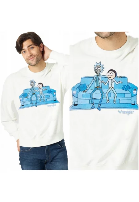 Мъжки суитшърт -  Rick & Morty Crew - стандартна кройка - бял - Бял