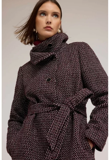 Палто с висока яка - Бордо