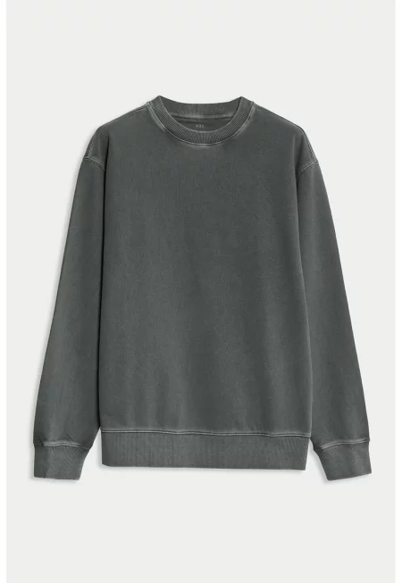 Памучен суитшърт с овално деколте