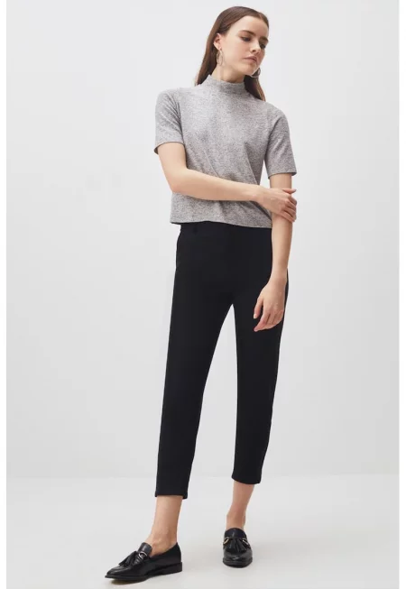 Панталон капри с висока талия - Черен