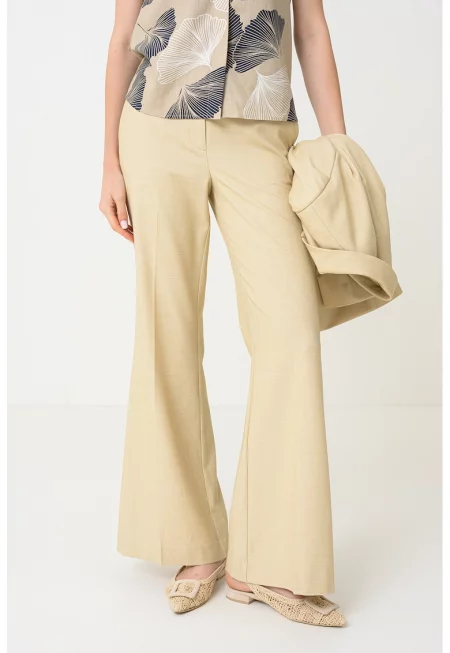 Панталон с висока талия и широк крачол - Камел