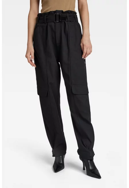 Панталон със стеснен крачол и висока талия - Черен