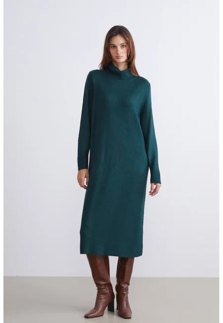 Плетена рокля тип пуловер с поло