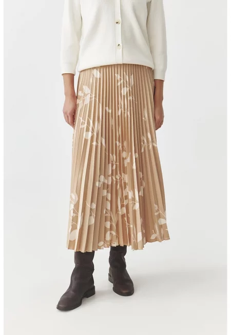 Плисирана пола Mirama с десен - Бежов/Мръснобял