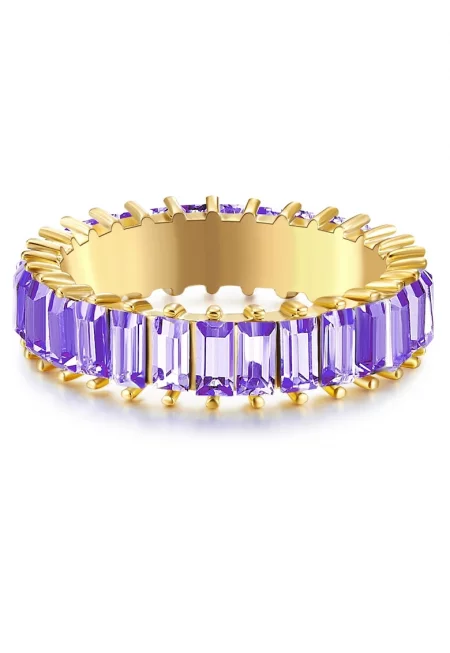 Пръстен с покритие от 14K злато със стъклени кристали - Златист