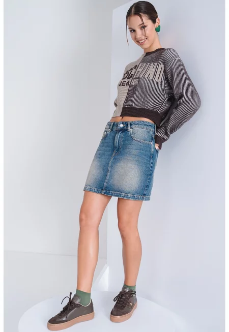 Права пола от деним деграде - Син меланж