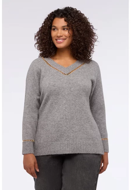 Пуловер с верижка и отвори