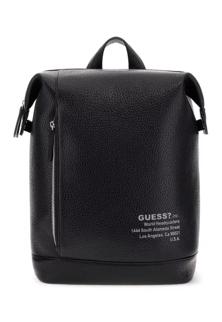 Раница от еко кожа с лого - Черен