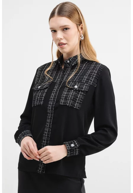 Риза с туид - Черен