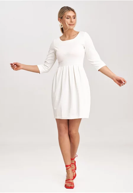 Рокля фигл - леко разширена - екрю - полиестер