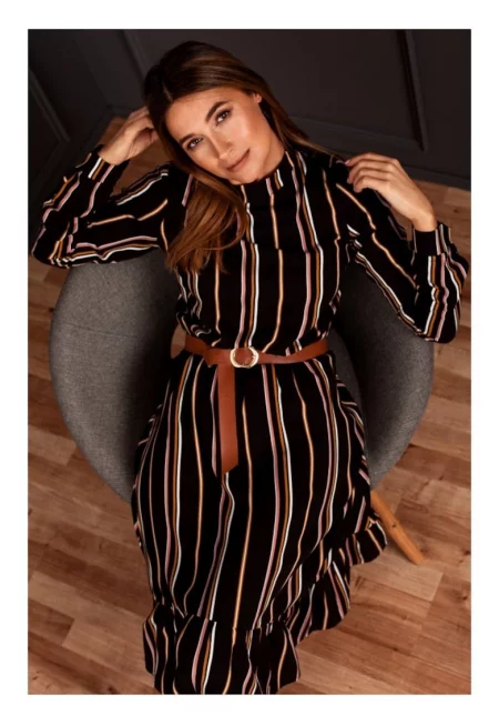 Рокля на райета с колан - модел 1