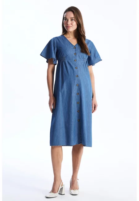 Рокля от деним за бременни с шпиц