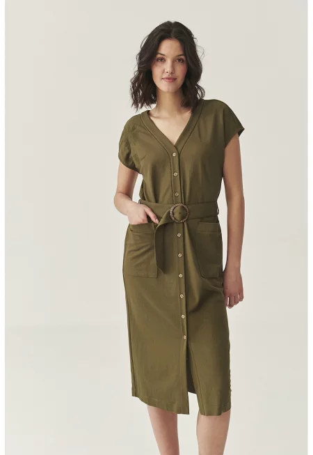 Рокля с копчета - Маслинено зелено