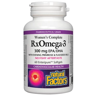 RxOmega-3 за жени – 300 mg EPA-DHA - Рибено масло, ленено масло и масло от вечерна иглика, 60 софтгел капсули