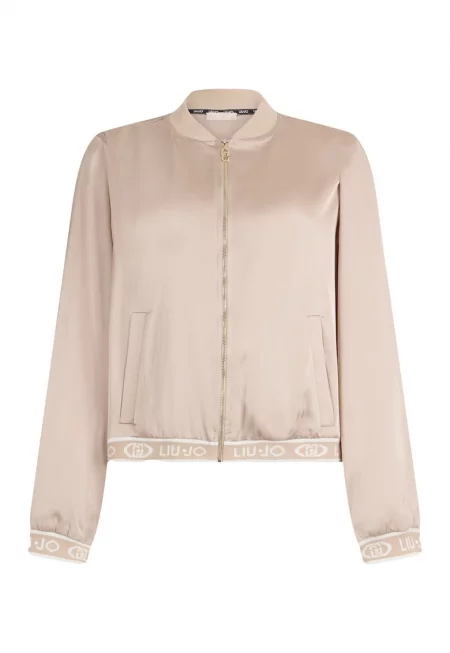 Сатенено яке Bomber с лого - Бежов