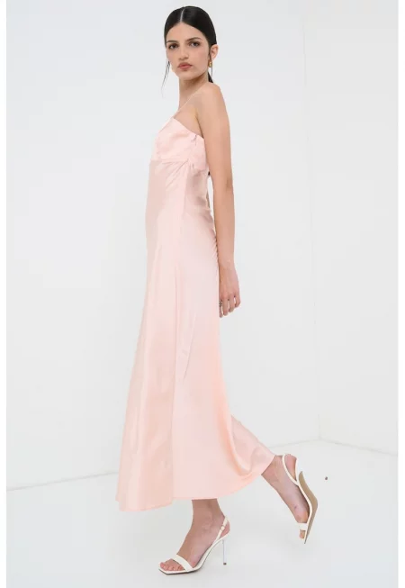 Сатинирана рокля - Пастелнорозов
