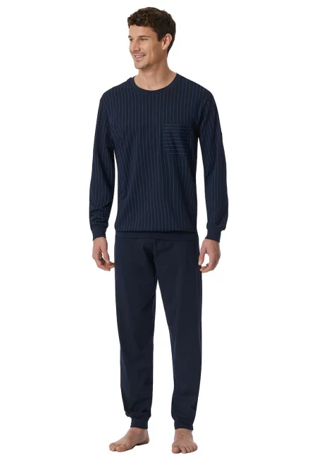 Scotch & Soda - Памучна пижама с дълга долна част - Син