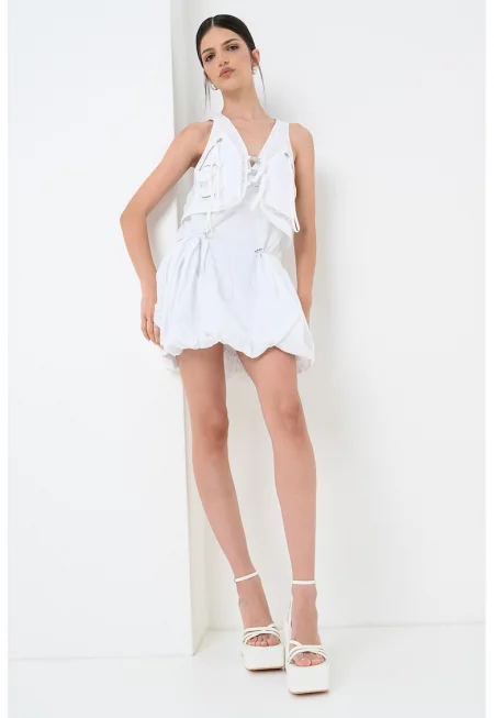 Шпиц рокля - Бял